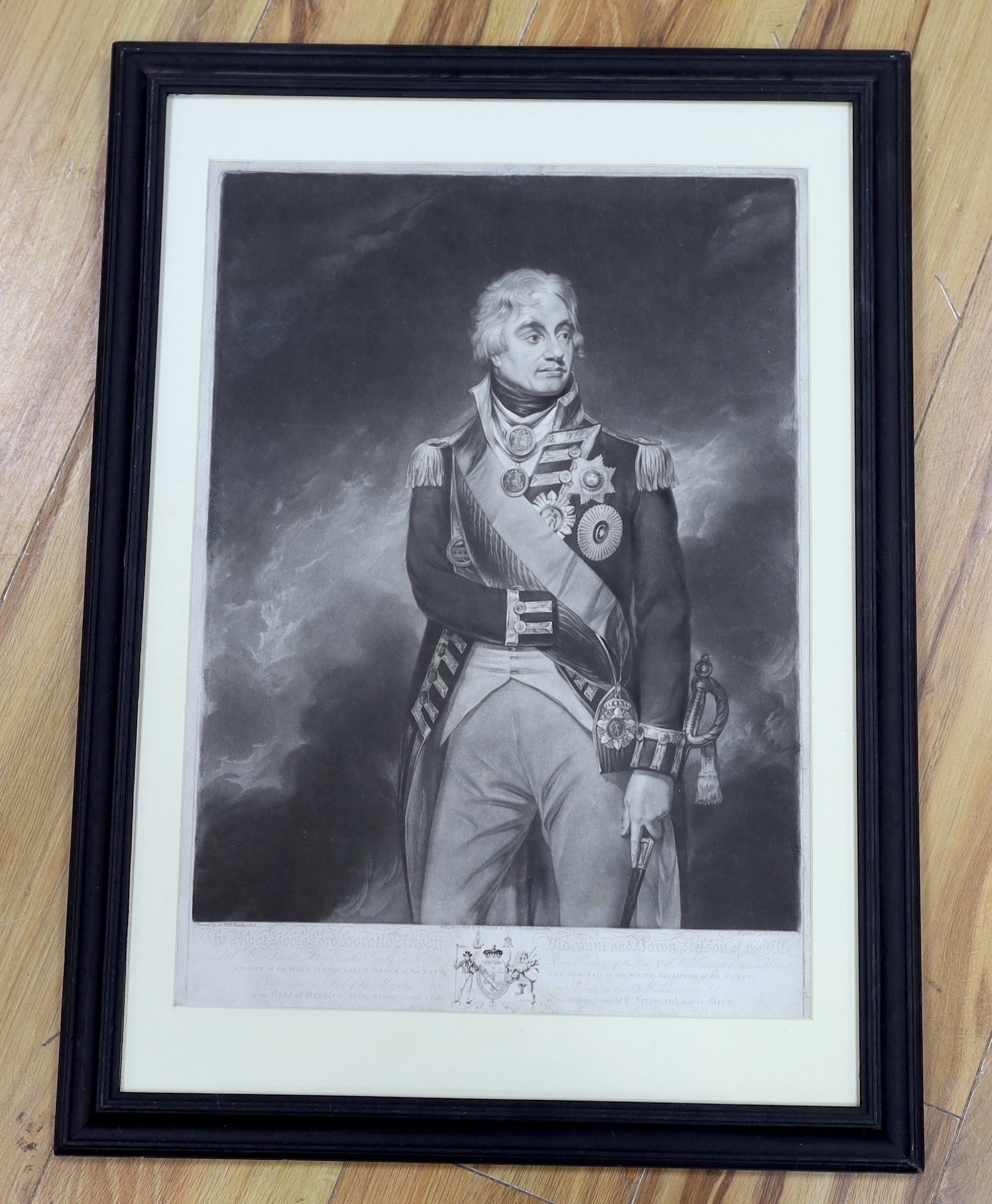 After William Beechey R.A (1753-1839), mezzotint, Lord Horatio Nelson, published 3rd January 1895 by Boydell, 51 x 36cm